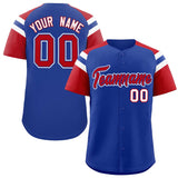 Custom Royal Red Contrast Raglan Sleeves Authentic Baseball Jersey