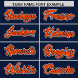 Custom Navy Orange Contrast Raglan Sleeves Authentic Baseball Jersey