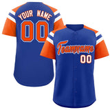 Custom Royal Orange Contrast Raglan Sleeves Authentic Baseball Jersey
