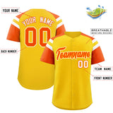 Custom Gold Orange Contrast Raglan Sleeves Authentic Baseball Jersey