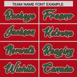 Custom Red Kelly Green Contrast Raglan Sleeves Authentic Baseball Jersey