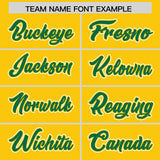 Custom Gold Kelly Green Contrast Raglan Sleeves Authentic Baseball Jersey
