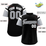 Custom Black Silver Contrast Raglan Sleeves Authentic Baseball Jersey