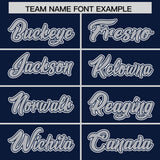 Custom Navy Silver Contrast Raglan Sleeves Authentic Baseball Jersey