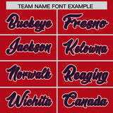 Custom Red Navy Contrast Raglan Sleeves Authentic Baseball Jersey