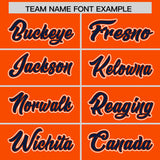 Custom Orange Navy Contrast Raglan Sleeves Authentic Baseball Jersey