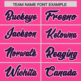 Custom Pink Navy Contrast Raglan Sleeves Authentic Baseball Jersey