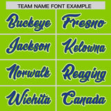 Custom Neon Green Royal Contrast Raglan Sleeves Authentic Baseball Jersey