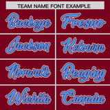 Custom Crimson Powder Blue Contrast Raglan Sleeves Authentic Baseball Jersey