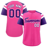 Custom Pink Purple Contrast Raglan Sleeves Authentic Baseball Jersey
