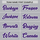 Custom Silver Purple Contrast Raglan Sleeves Authentic Baseball Jersey