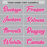 Custom Silver Pink Contrast Raglan Sleeves Authentic Baseball Jersey