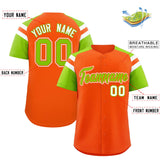 Custom Orange Neon Green Contrast Raglan Sleeves Authentic Baseball Jersey