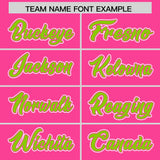 Custom Pink Neon Green Contrast Raglan Sleeves Authentic Baseball Jersey