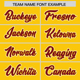 Custom Gold Crimson Contrast Raglan Sleeves Authentic Baseball Jersey