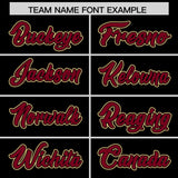 Custom Black Crimson Contrast Raglan Sleeves Authentic Baseball Jersey