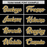 Custom Black Old Gold Contrast Raglan Sleeves Authentic Baseball Jersey