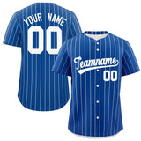 Custom White Royal Pinstripe Personalized Two-Tone Authentic Baseball Jersey