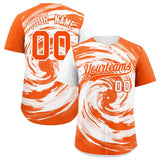 Custom White Orange Swirl Graffiti Pattern Authentic Baseball Jersey