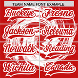 Custom White Red Swirl Graffiti Pattern Authentic Baseball Jersey