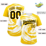 Custom White Gold Swirl Graffiti Pattern Authentic Baseball Jersey