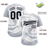 Custom White Silver Swirl Graffiti Pattern Authentic Baseball Jersey