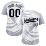 Custom White Silver Swirl Graffiti Pattern Authentic Baseball Jersey