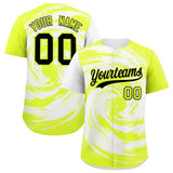 Custom White Green Swirl Graffiti Pattern Authentic Baseball Jersey