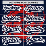 Custom Red Navy Swirl Graffiti Pattern Authentic Baseball Jersey