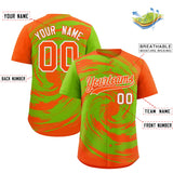 Custom Neon Green Orange Swirl Graffiti Pattern Authentic Baseball Jersey
