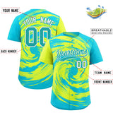 Custom Green Sky Blue Swirl Graffiti Pattern Authentic Baseball Jersey