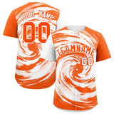 Custom White Orange Swirl Graffiti Pattern Authentic Baseball Jersey