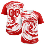 Custom White Red Swirl Graffiti Pattern Authentic Baseball Jersey