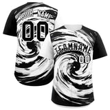 Custom White Black Swirl Graffiti Pattern Authentic Baseball Jersey