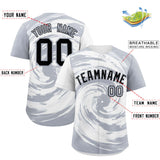 Custom White Silver Swirl Graffiti Pattern Authentic Baseball Jersey