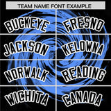 Custom Powder Blue Black Swirl Graffiti Pattern Authentic Baseball Jersey