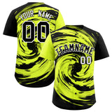 Custom Green Black Swirl Graffiti Pattern Authentic Baseball Jersey