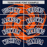 Custom Orange Navy Swirl Graffiti Pattern Authentic Baseball Jersey