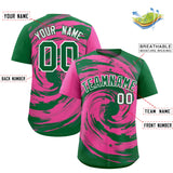 Custom Pink Kelly Green Swirl Graffiti Pattern Authentic Baseball Jersey
