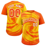Custom Gold Orange Swirl Graffiti Pattern Authentic Baseball Jersey