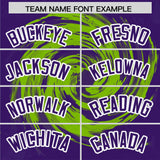 Custom Neon Green Purple Swirl Graffiti Pattern Authentic Baseball Jersey