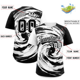 Custom White Black Swirl Graffiti Pattern Authentic Baseball Jersey