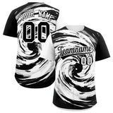 Custom White Black Swirl Graffiti Pattern Authentic Baseball Jersey