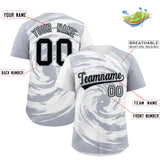Custom White Silver Swirl Graffiti Pattern Authentic Baseball Jersey