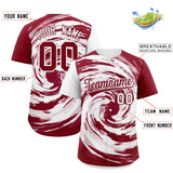 Custom White Crimson Swirl Graffiti Pattern Authentic Baseball Jersey