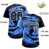Custom Powder Blue Black Swirl Graffiti Pattern Authentic Baseball Jersey