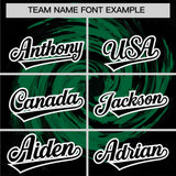 Custom Kelly Green Black Swirl Graffiti Pattern Authentic Baseball Jersey