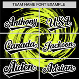 Custom Green Black Swirl Graffiti Pattern Authentic Baseball Jersey