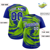Custom Neon Green Royal Swirl Graffiti Pattern Authentic Baseball Jersey