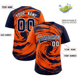 Custom Orange Navy Swirl Graffiti Pattern Authentic Baseball Jersey